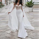 Женское свадебное платье-Русалка с длинным рукавом, облегающее платье невесты с естественной талией, индивидуальный пошив, скромное платье невесты