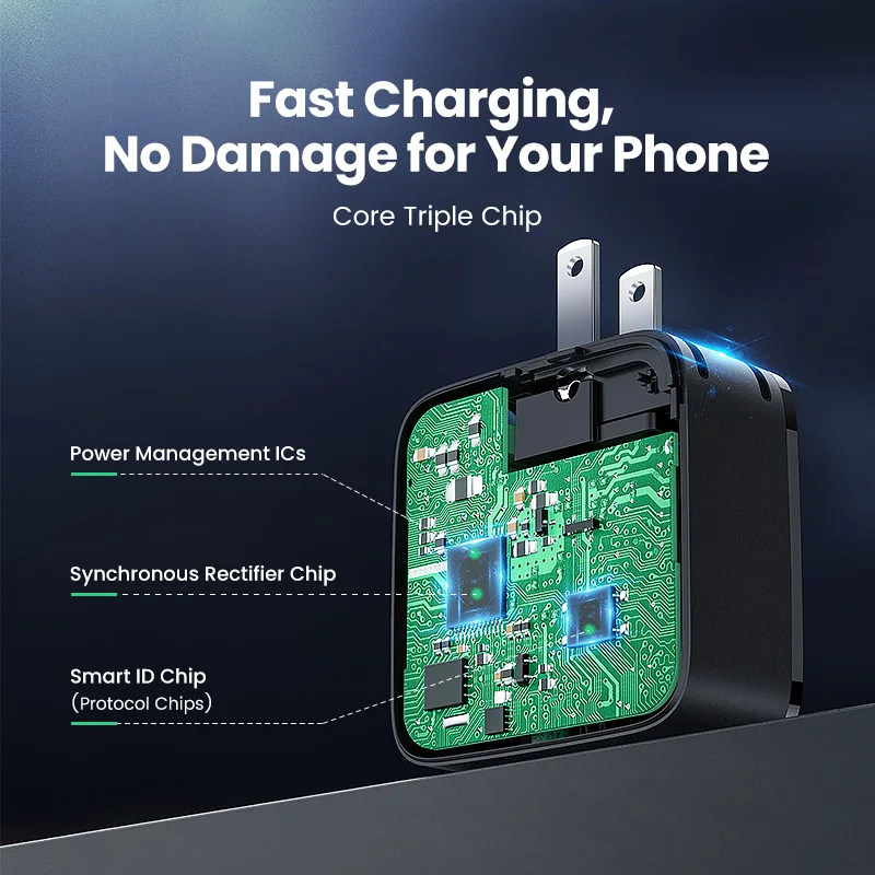 Зарядное устройство UGREEN GaN 65 Вт быстрая зарядка 4 0 3 Type C PD USB QC для iPhone 12 Pro Xiaomi