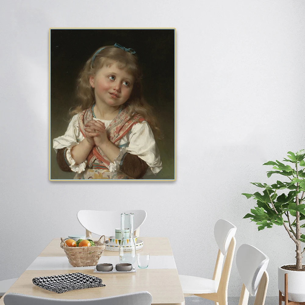 

Holover Canvas Oil Painting Emile Munier"May I"Academicism Classicism Aesthetic Wall Art Home Living Room Decoration
