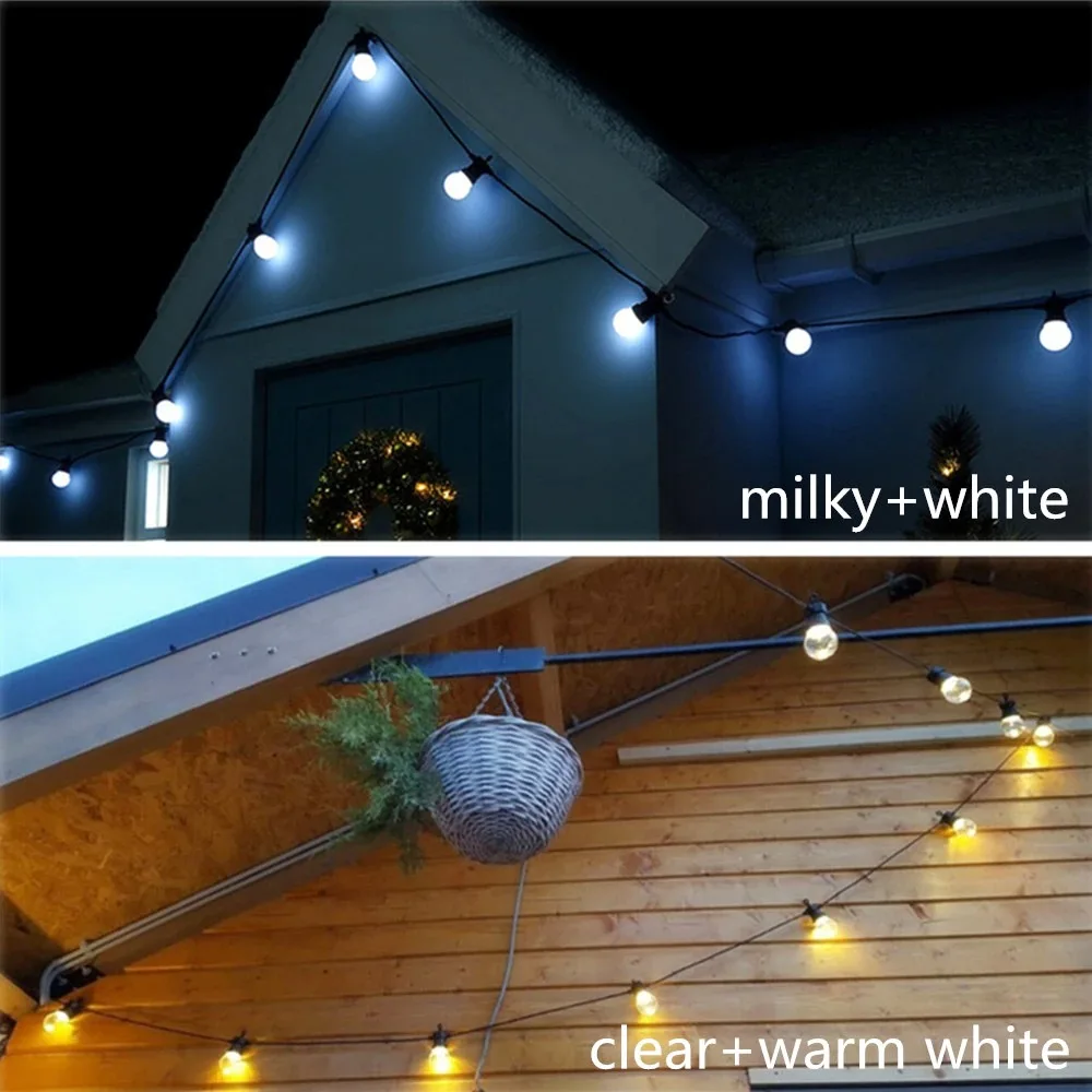 Luzes de Fadas para o Natal Pátio ao ar Lâmpadas Festão Corda Casamento Jardim Livre Festa Café Quintal Luz Decoração 23m 25 G50 Led 8 23m 25 lâmpadas g50 led festão corda