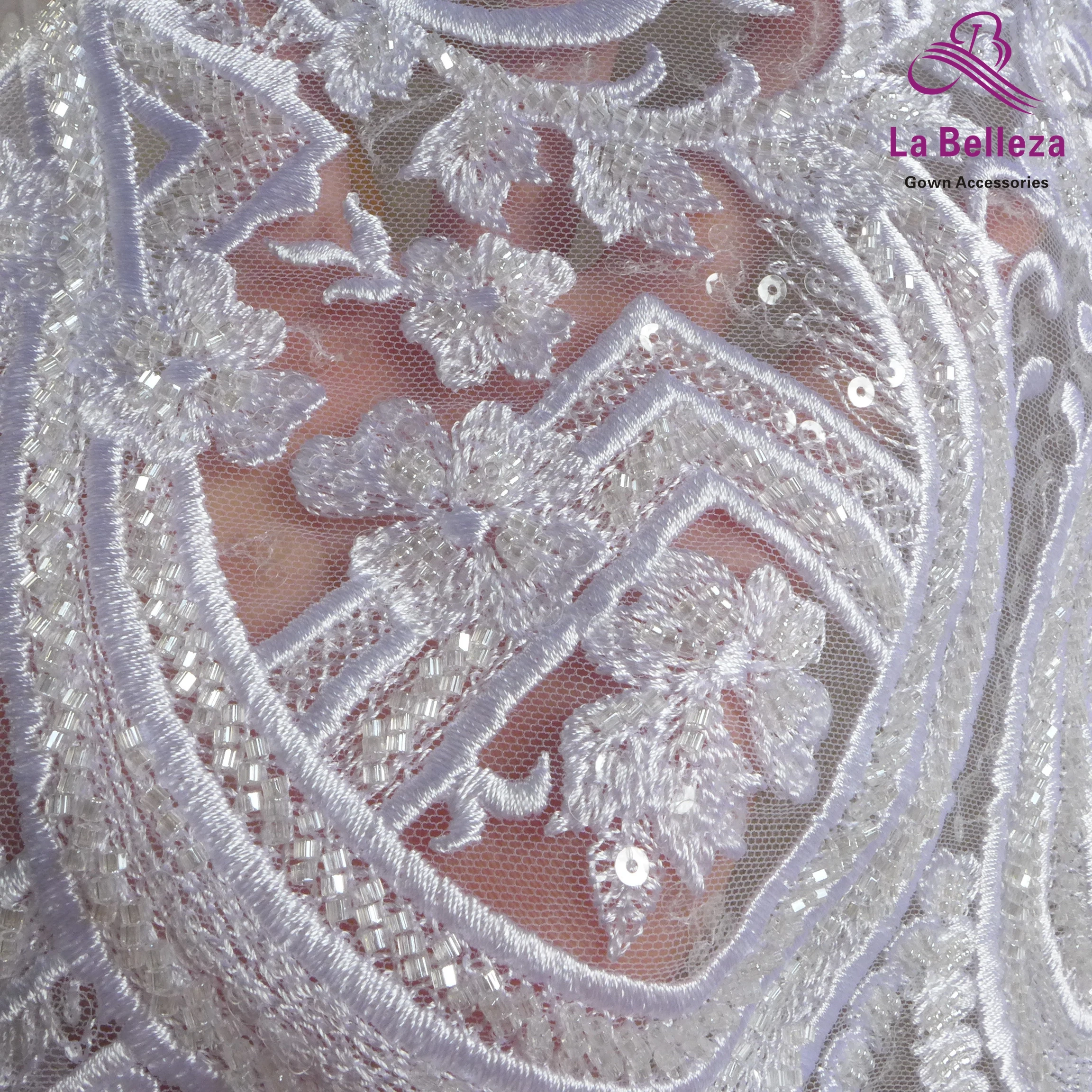 1 ярд белая модная кружевная ткань с бисером и вышивкой французская Тюлевая для