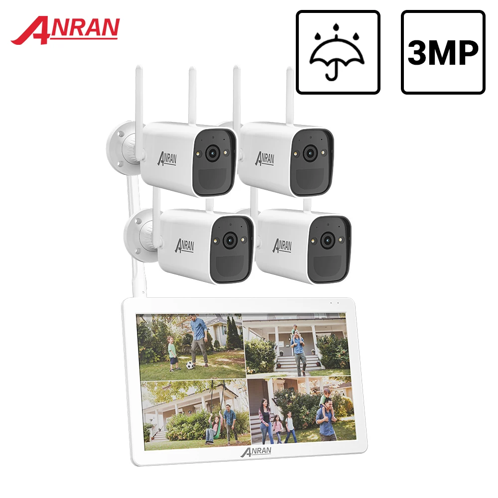 

ANRAN Battery Surveillance Camera NVR System Kit Wireless Outdoor Camera Waterproof Security Cameras With 10inch LCD Monitor