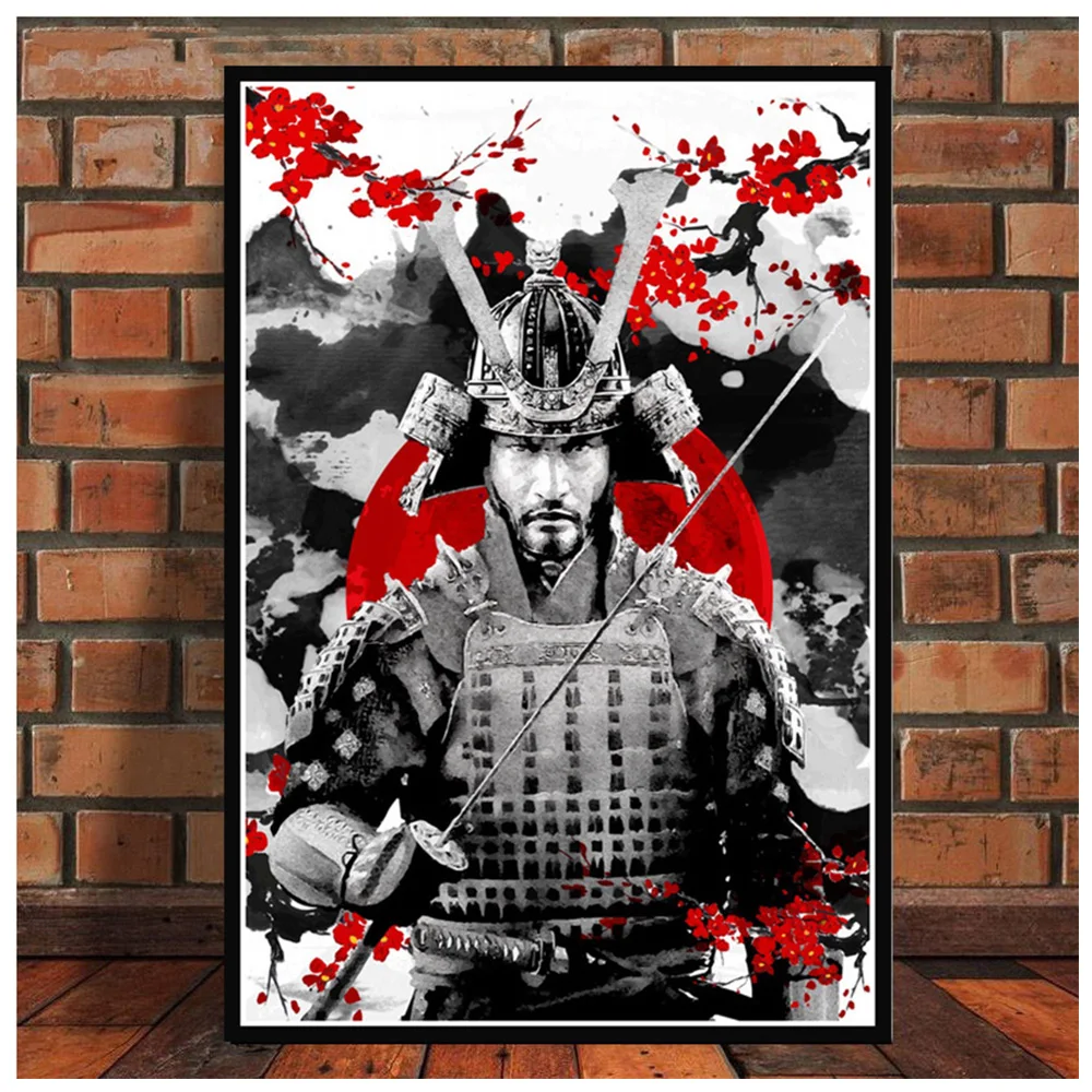 Японский бусхидо Самурай канцзи цветение вишни Алмазная краска полностью