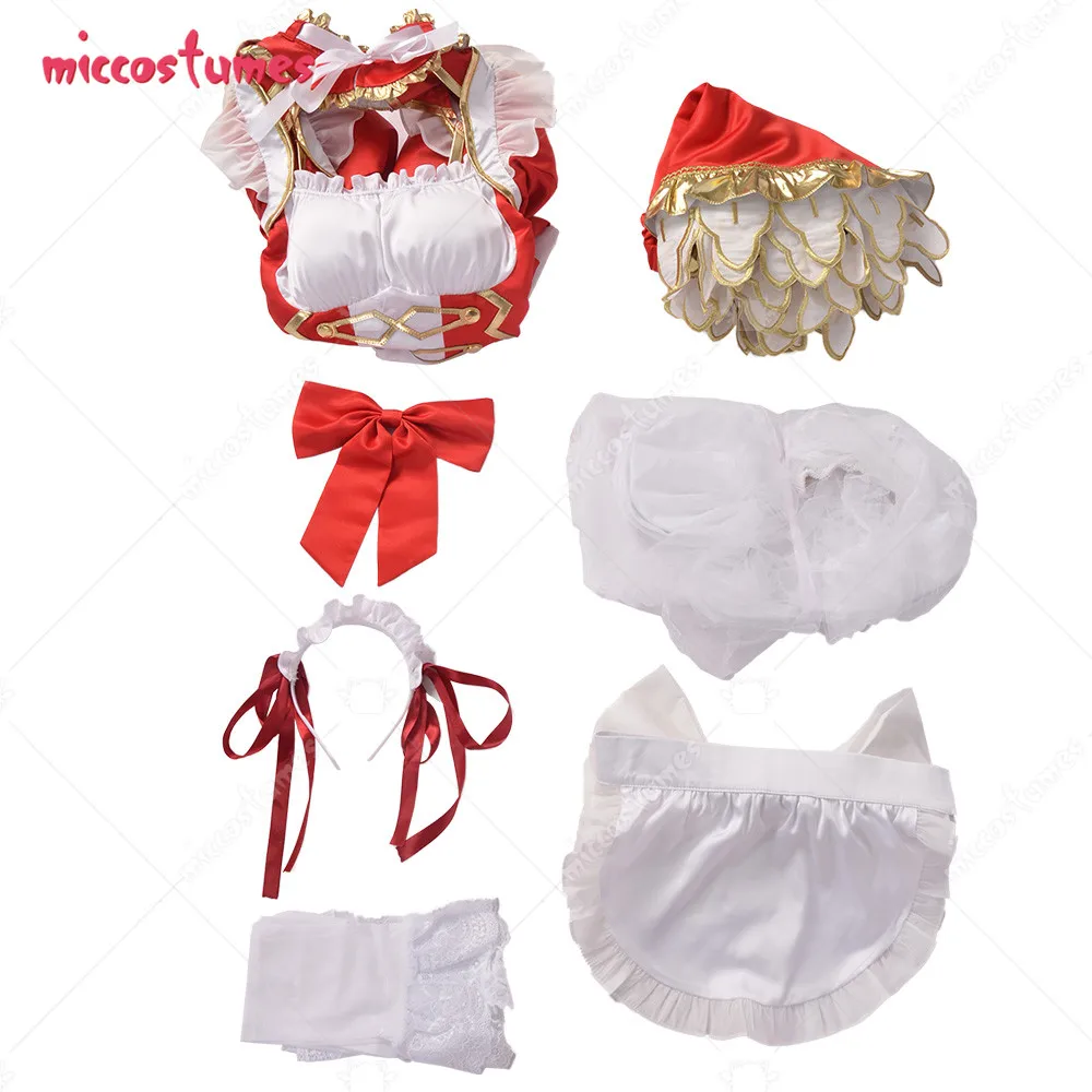 

Nero Claudius Cosplay Fate/Grand Order FGO Cosplay Christmas Women Girls Costume Women Maid Dress with Stockings and Katyusha