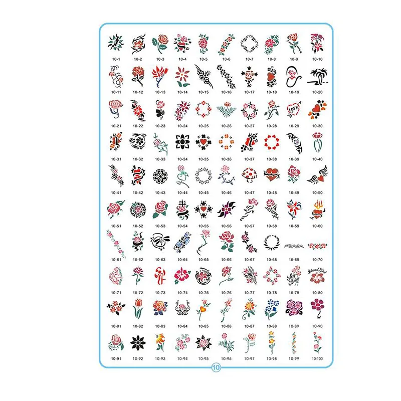 Лидер продаж книжка #10 высококачественный трафарет с блестками для татуировок