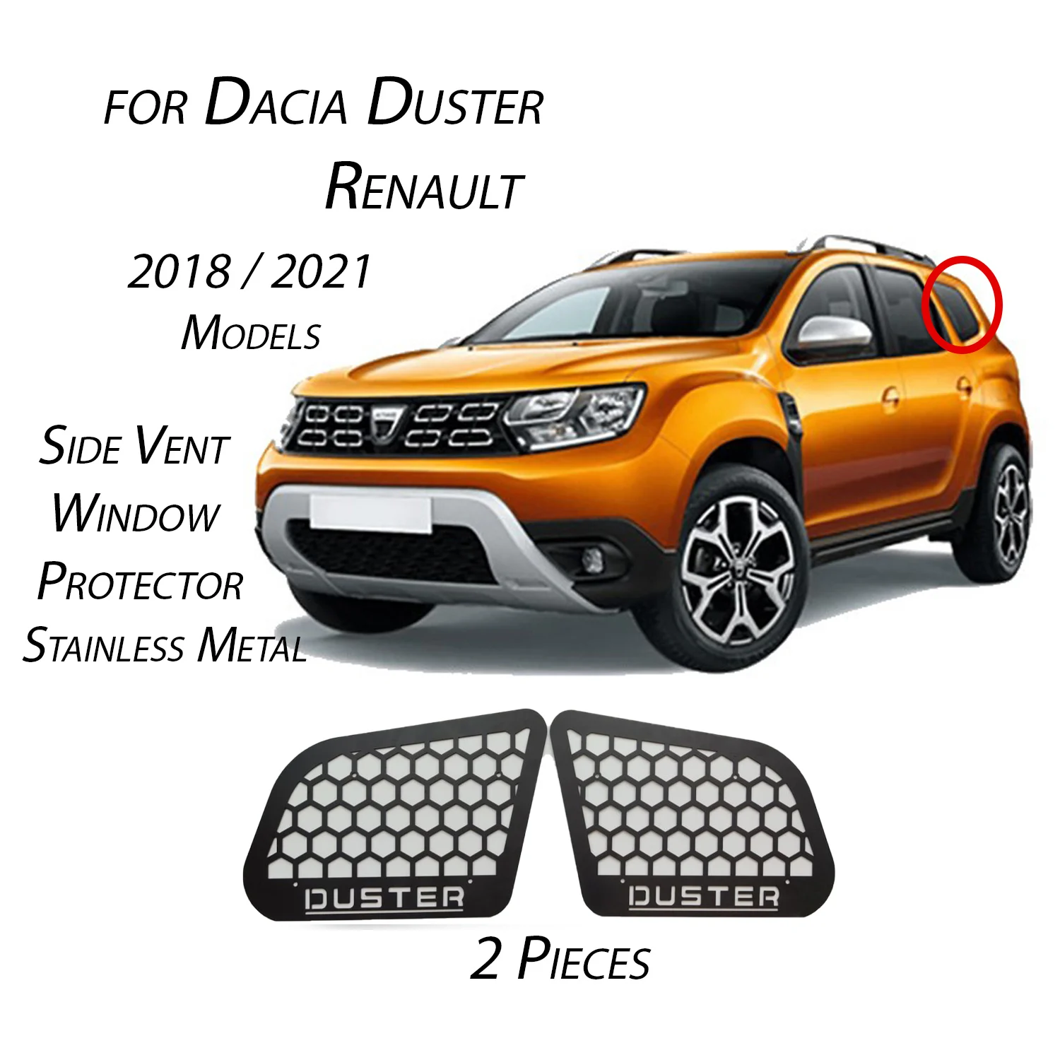 

Dacia Duster Renault Side Vent Window Protector 2 Pieces Black Stainless Metal Offroad Exterior Accessiories Modification Parts