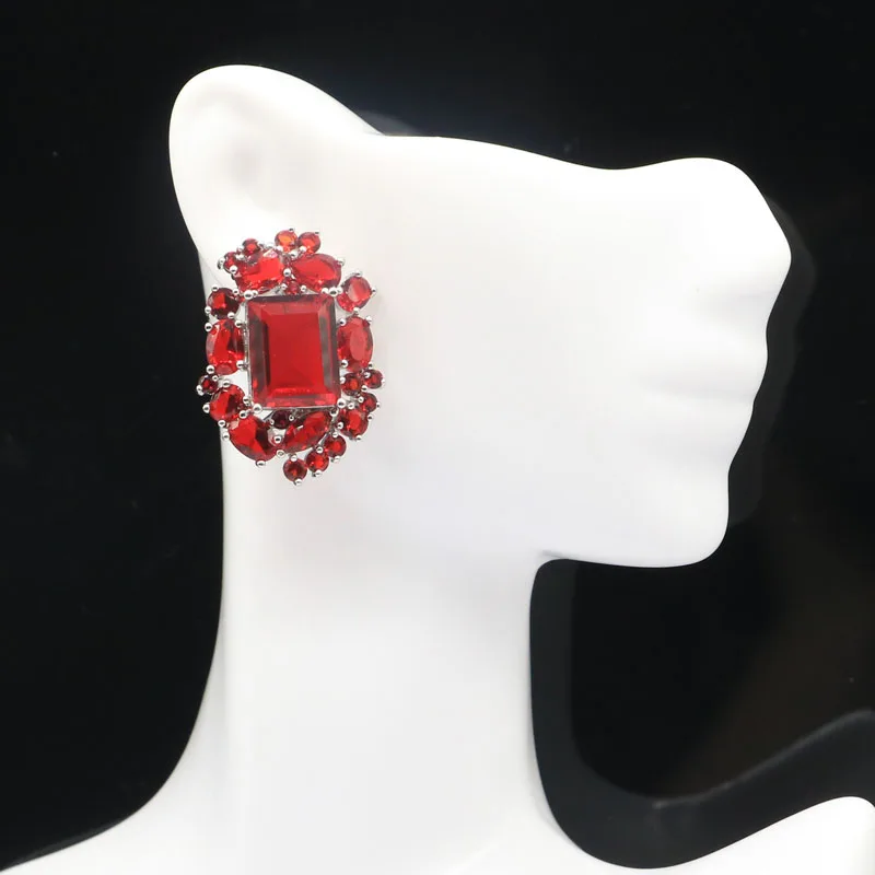 

Серьги серебряные с красной кровью и Рубином, 34x24 мм, 13,4 г