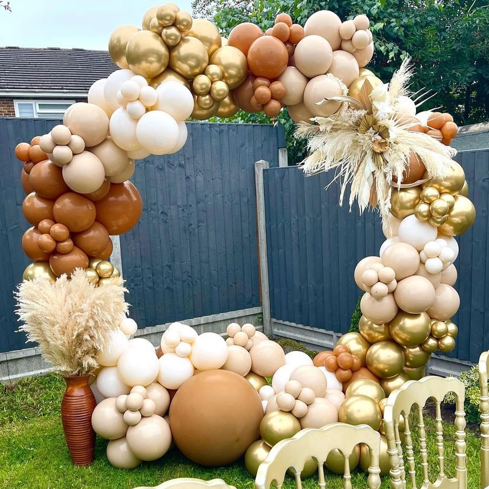

162pcs Khaki Sand White Balloons Arch Garland Kit Retro Coffee Brown White Sand Balloons Birthday Party Decorations Baby Shower