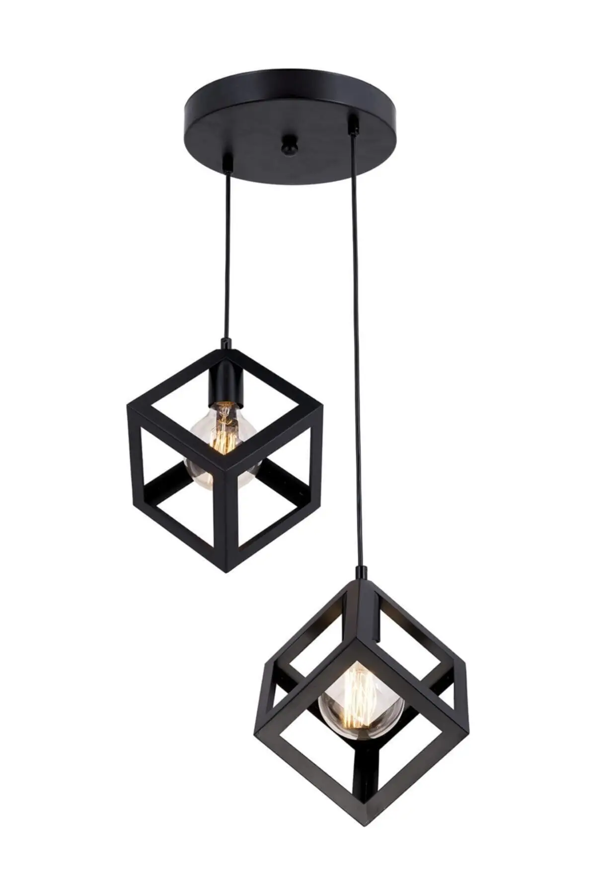

Decorated Modern Design 2-Cube Black Pendant Lamp Chandelier