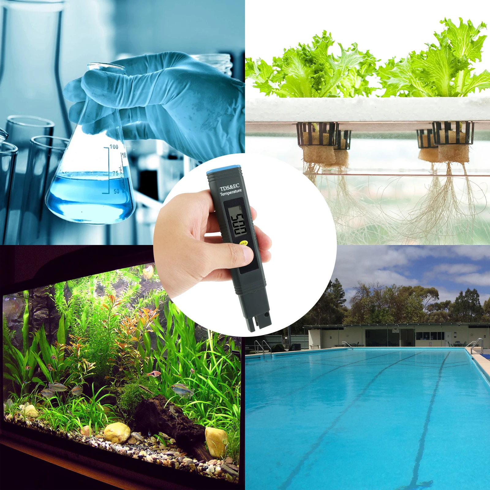 Измеритель TDS / EC 2-в-1 измерение температуры с тестером качества воды ATC для