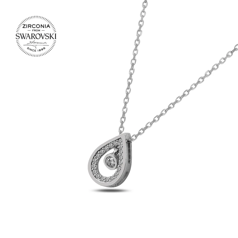 

Silver 925 Sterling Swarovski Zirconia Cubic Zirconia Dangle Drop Necklace