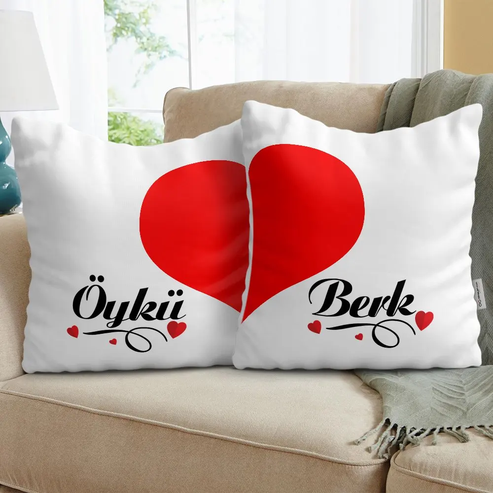 

Персонализированный Чехол с двойным сердцем и белой подушкой