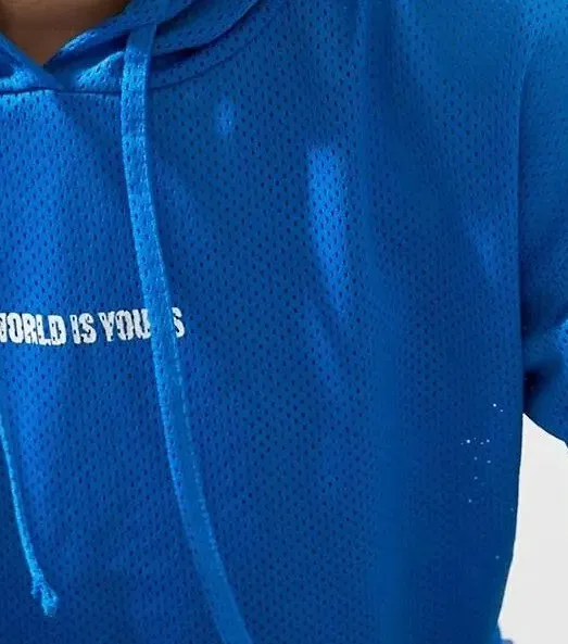 

Hooded Crop Top Blue Sweatshirt