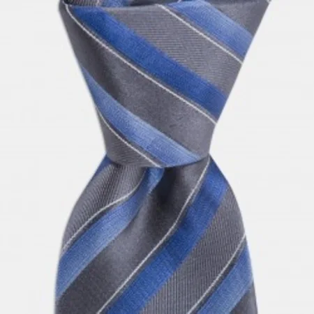

Gray blue stripe silk tie 67828286