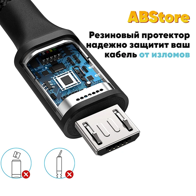 Кабель для зарядки смартфона Micro USB 1M Провод/шнур синхронизации данных и Samsung HTC LG