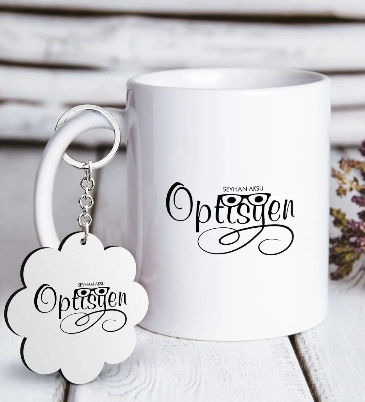 

Personalized Professional Optician White Mug and Keychain Gift Seti-2
