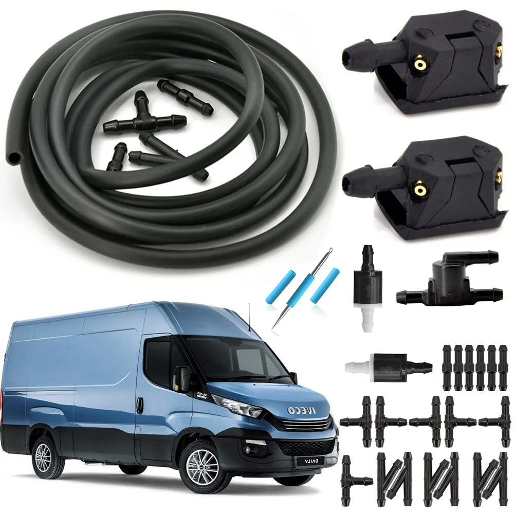 Windshield Windscreen Washer Wiper Blade Water Spray Jets Nozzles For Iveco Daily Van EcoDaily EuroCargo Trakker S-Way Truck Cab
