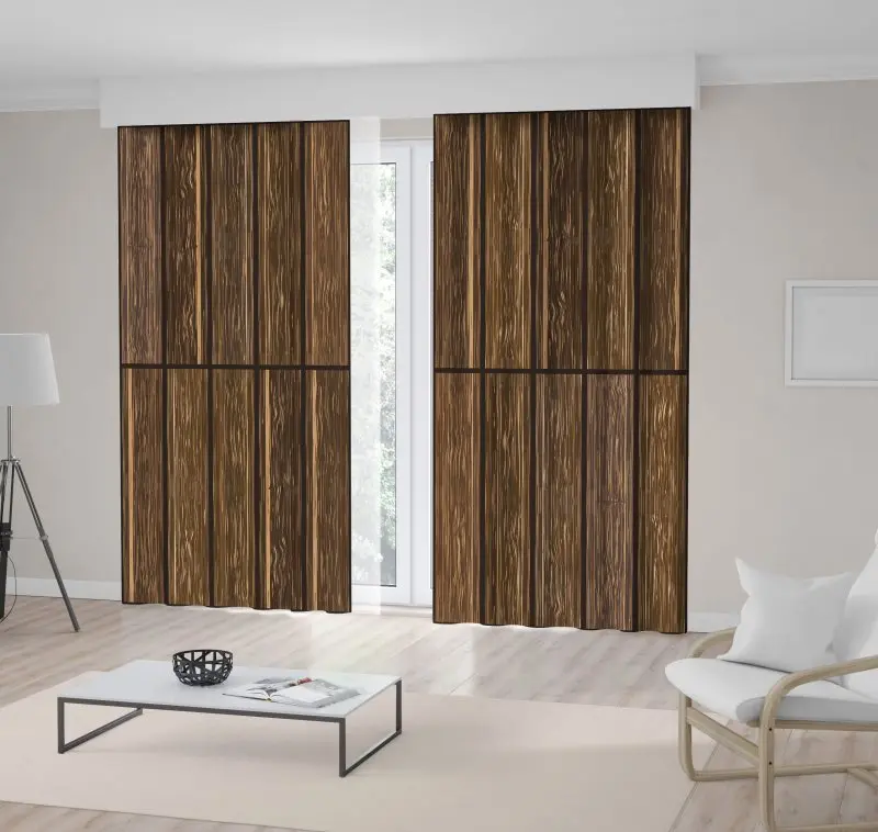 

Curtain Wood Plank Wall Boards Country Wooden House Nature Classic Decoration Artwork Printed Brown