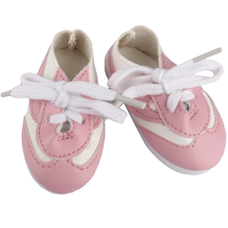 7cm Leather Doll Shoes For 18 Inch American Doll Boots Accessories Lacing Sneakers For 43cm Baby New Born& OG,Russia Girl Dolls