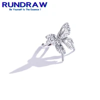 rundraw trendy silver color butterfly opening adjustable womens ring for hip hop female party fashion party jewelry gifts