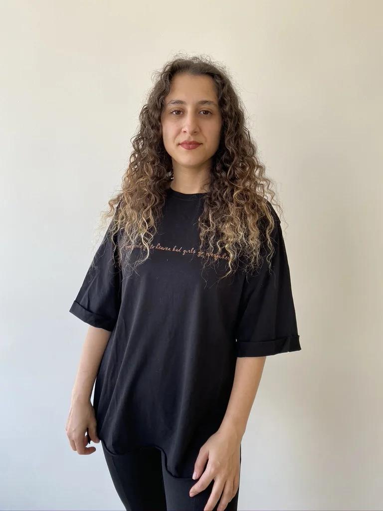 

E2Butik Women Writing Detailed Black T-Shirt