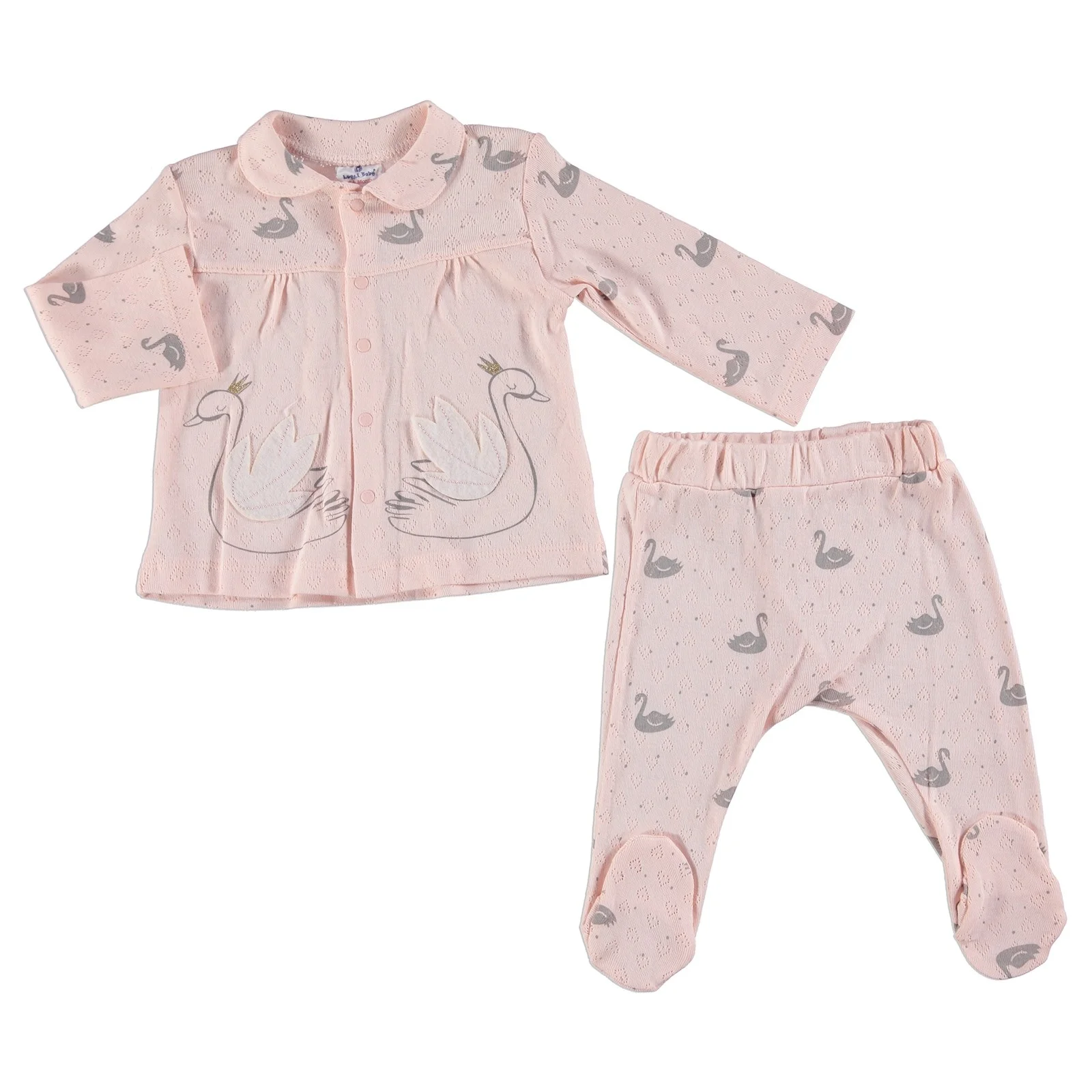 Пижамный комплект ebebek Luggi Swan Baby Snaps| |