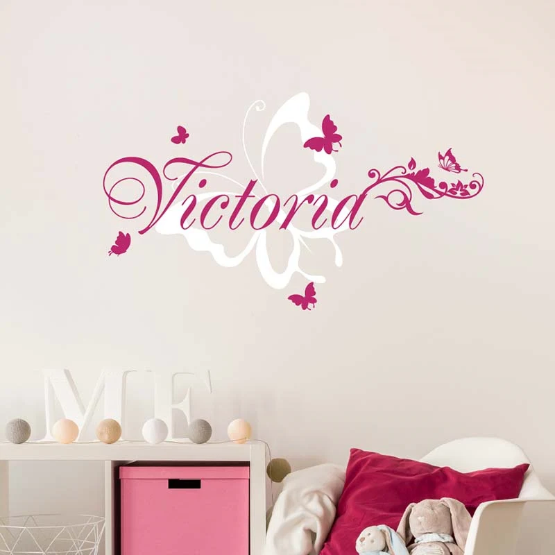 Персонализированная наклейка с именем бабочки-Наклейка на стену бабочками и