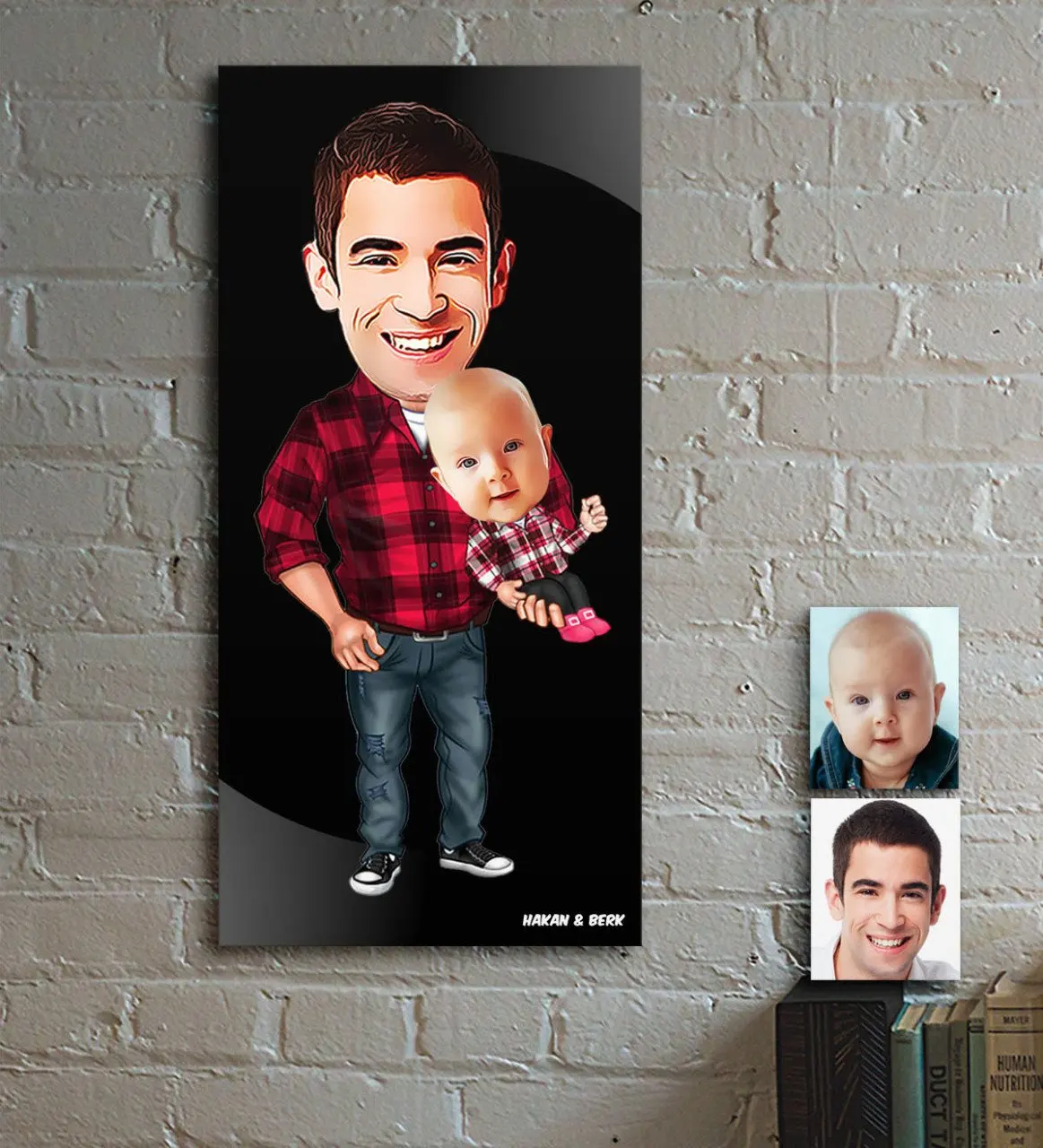 

Father's Day Custom Father Son Cartoon Wooden Table-3