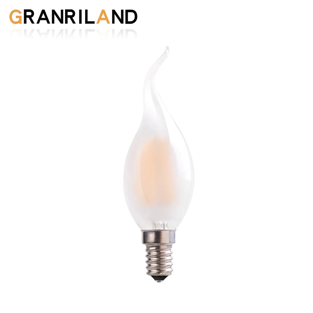 

E12 E27 Retro C35T Frosted Glass Dimmable Edison â€‹LED E26 Filament Bulb Flame Tip Vintage Candle Lamp 110V-240V Light GANRILAND