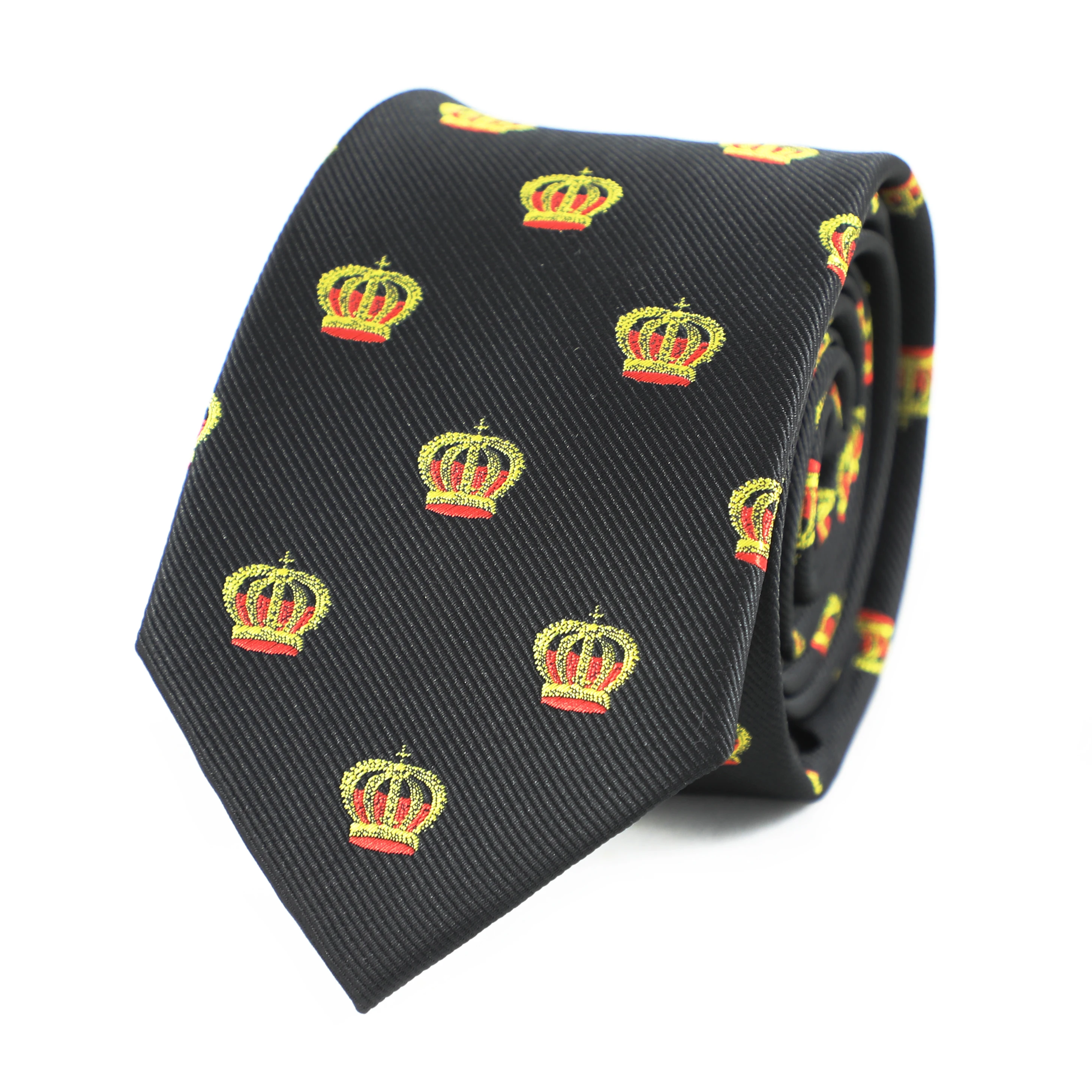 Микроволокнистый жаккард Корона узор галстук золотой и красный цвет формочка |