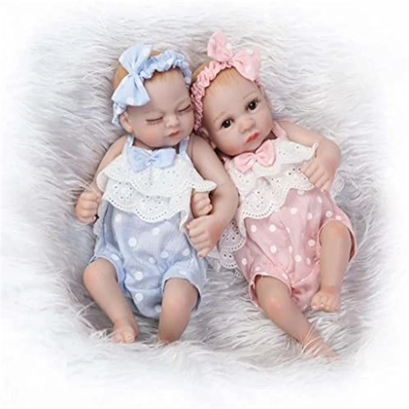 

RBG Mini 25cm Realistic Reborn Baby Doll Toy LifeLike Real Baby Girls gift Dolls Silicone Full Body Newborn Twins Washable