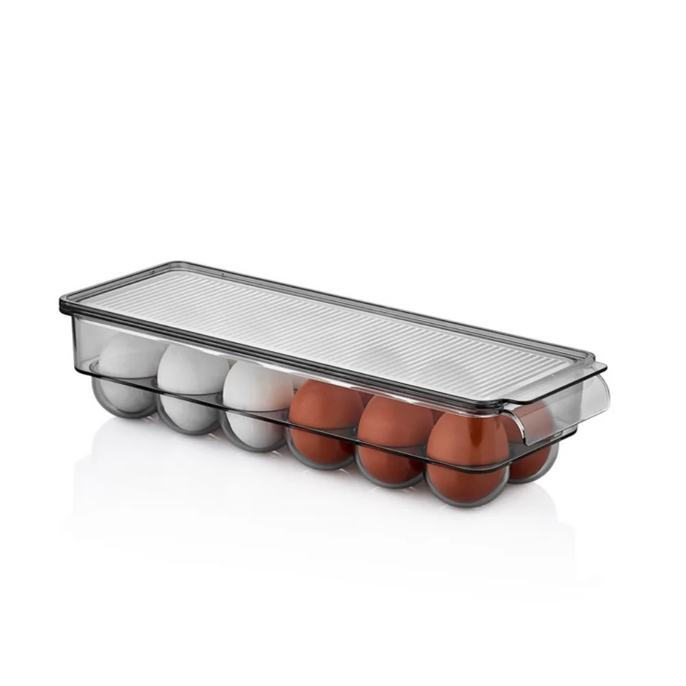 

New clamshell refrigerator egg storage container kitchen organizer organizer smoked 33*12*8