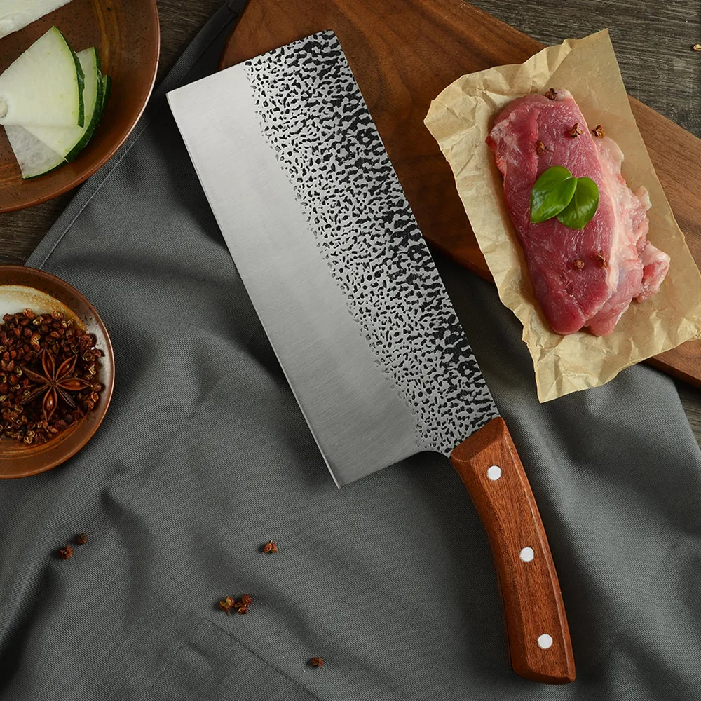 

XYj кухонный нож из нержавеющей стали, 8 дюймов, ножи для нарезки мясника, нарезки, острые лезвия, полный китайский поварской нож с подарочной ...