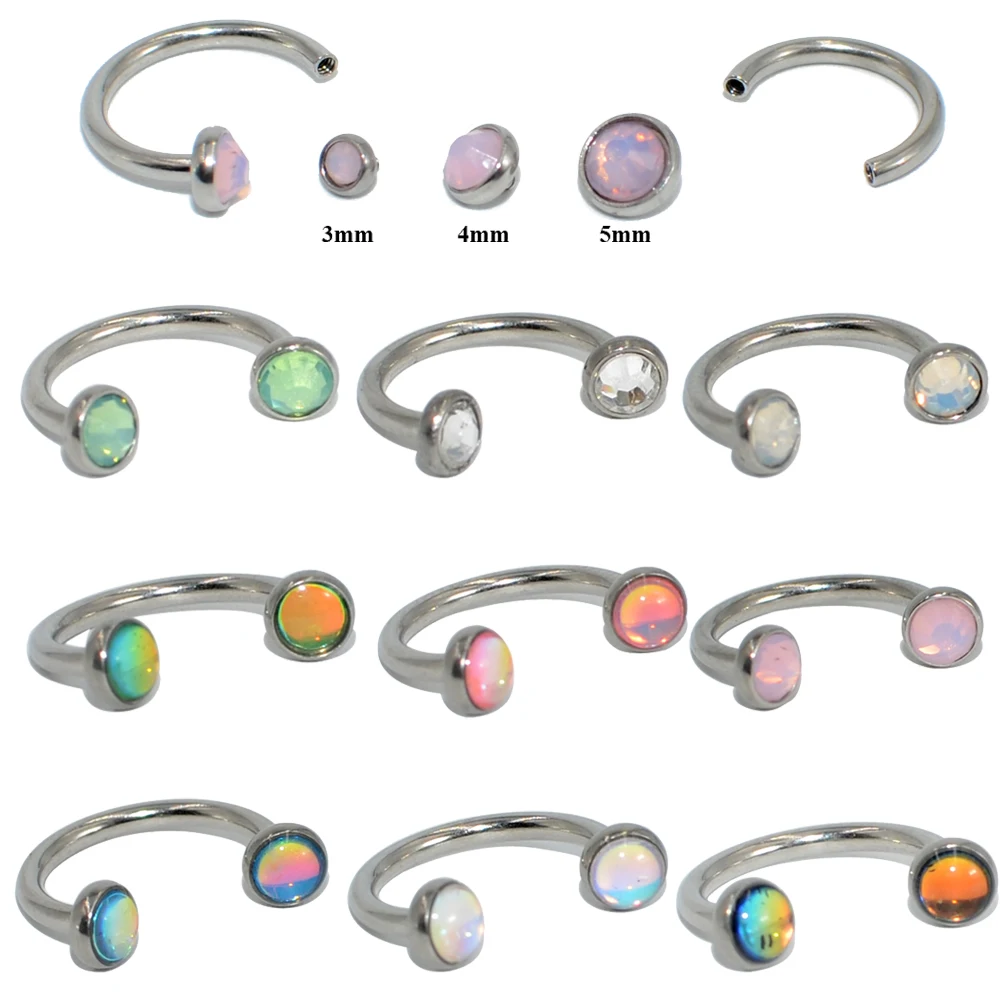 1 шт. стальная флэш-пленка циркон круглый шарик кольцо для пирсинга Подкова