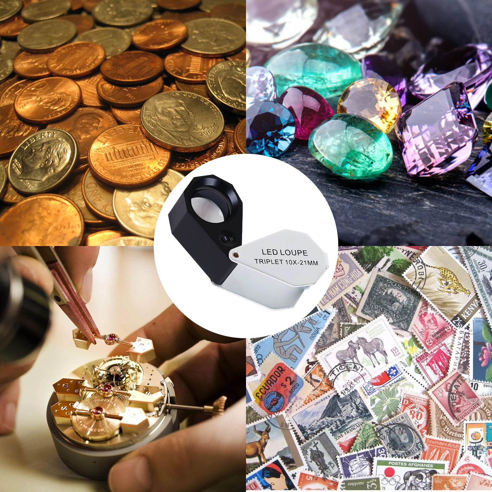 Мини лупа для ювелирных изделий с 10 кратным увеличением складные инструменты
