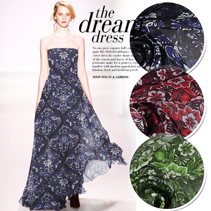 CNUM SC131 100% Natural Silk Chiffon/ Floral and Diamond /Silk Fabric Width 1.48yd Thickness 6mm | Дом и сад
