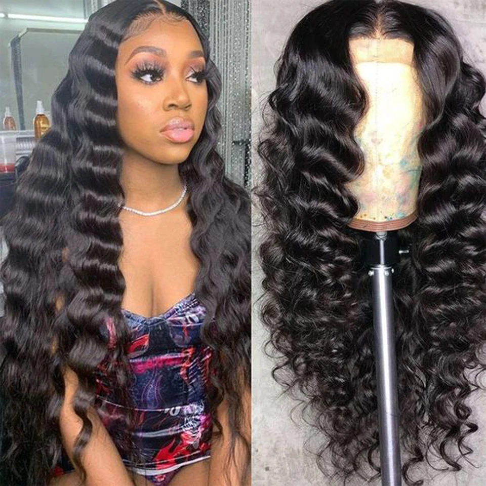 Loose Deep Wave Wig 13x6 Hd Lace Frontal Human Hair Wigs Pre Plucked 13x4 Transparent Lace Frontal Wigs 30 32inch 180 Density