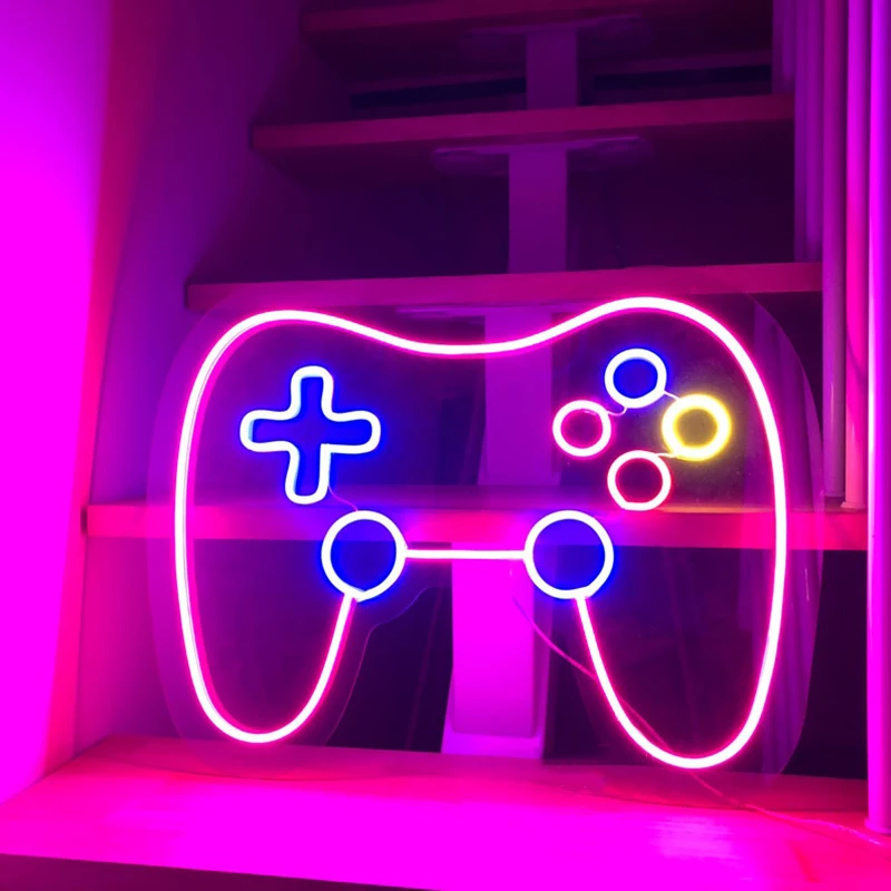 

Custom Game Controller Neon Sign Gaming Room Wall Decor Game Handle Neon Sign Flex LED Neon Light Signs Personalized Gamer Gifts