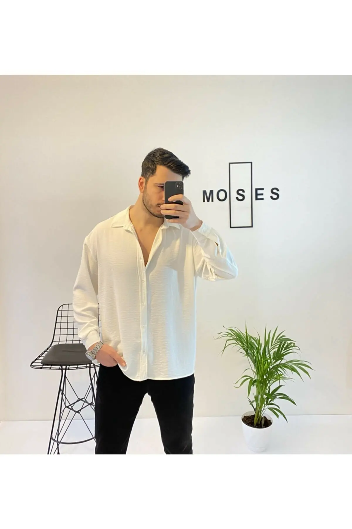 

Shitrs Men Clothing Vintage Shirts For Men Button Up Shirt Long Sleeve White Green Mint Green Loose Fit Shirt Crepe Fabric