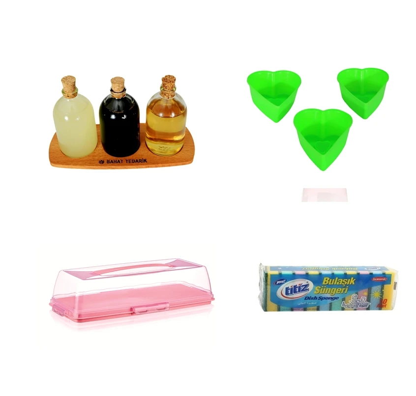 

4 Piece Kitchen Set Cake Dome Spice Cupcake