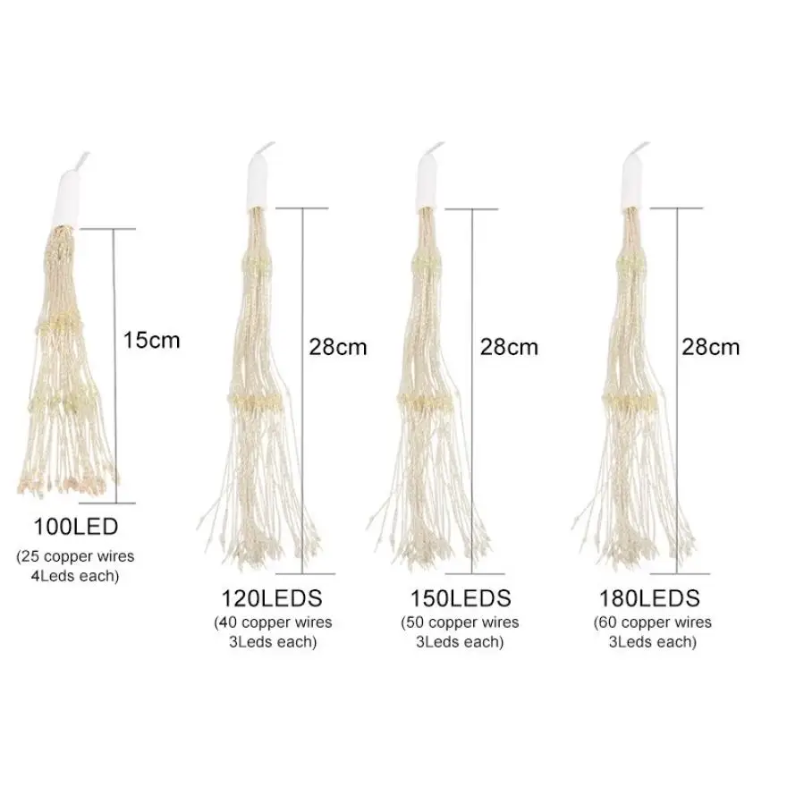Праздничная светодиодная Водонепроницаемая гирлянда огни фейерверка 100 180