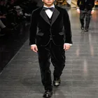 Мужские Бархатные костюмы для вечернего выпускного, зима 2022, пальто для ужина, свадебный смокинг, 3 предмета, Мужская модная куртка с брюками, жилет