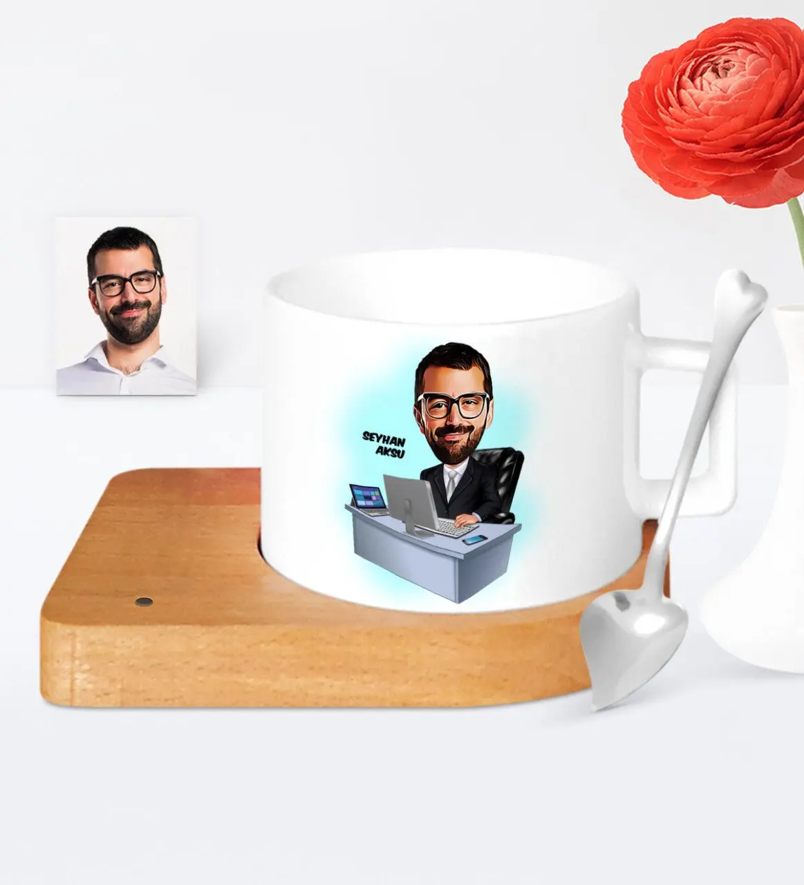 

Personalized General Manager Cartoon Wooden Altlıklı Ceramic Cup-2