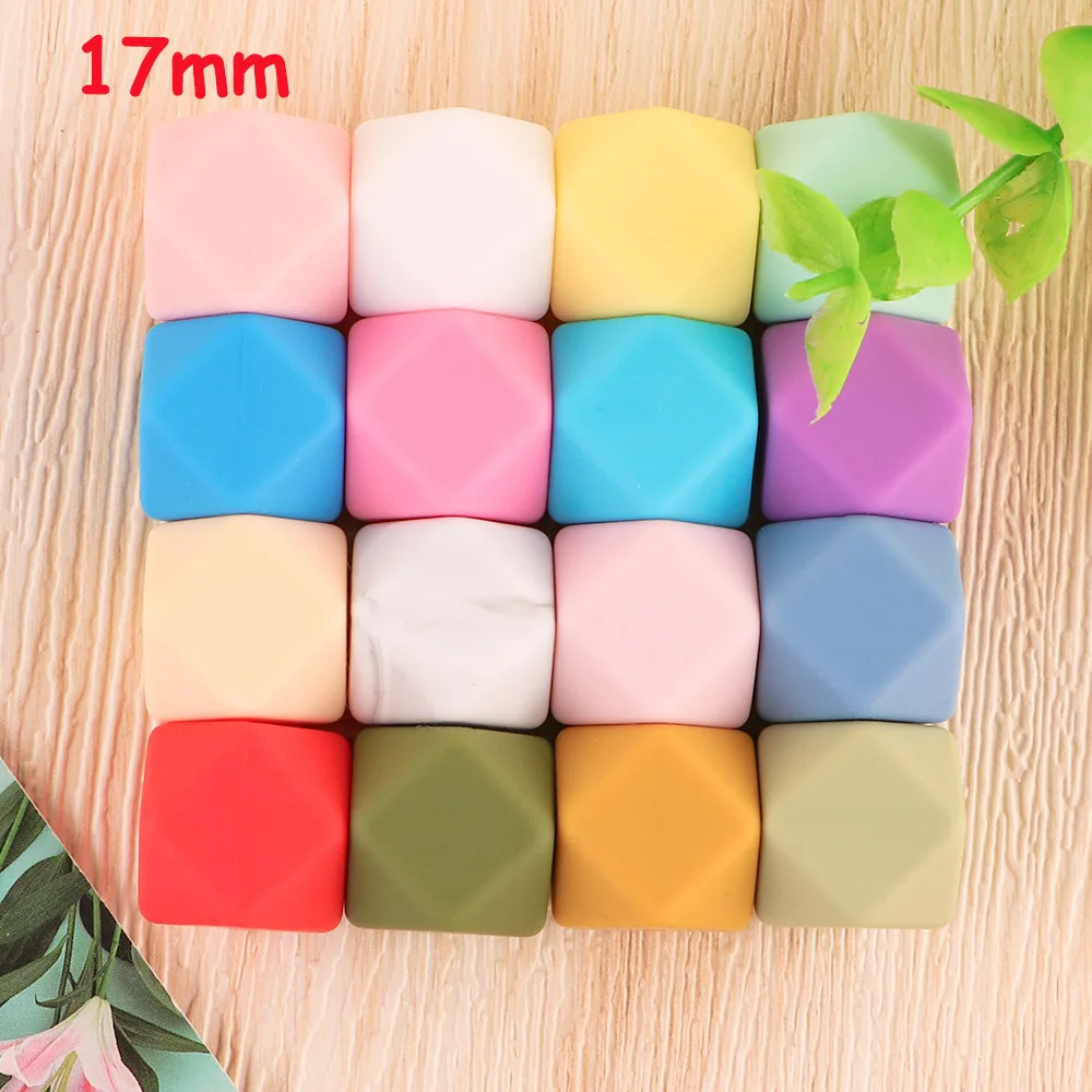 

Sunrony 10 PCS Silicone Beads Hexagon 17MM Silicone Chew Teether DIY Pacifier Chain Bracelet Necklace Accessories Baby Toys