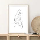 Абстрактная женская обнаженная Художественная печать эротическая женщина художественный Однолинейный плакат черная белая минималистская Настенная картина на холсте Декор