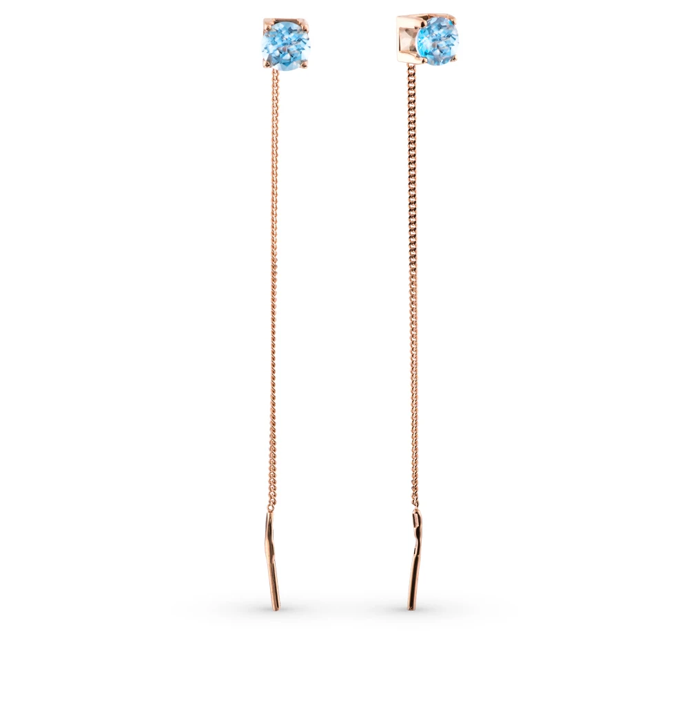 Золотые серьги с топазами SUNLIGHT проба 585|Серьги-клипсы| |