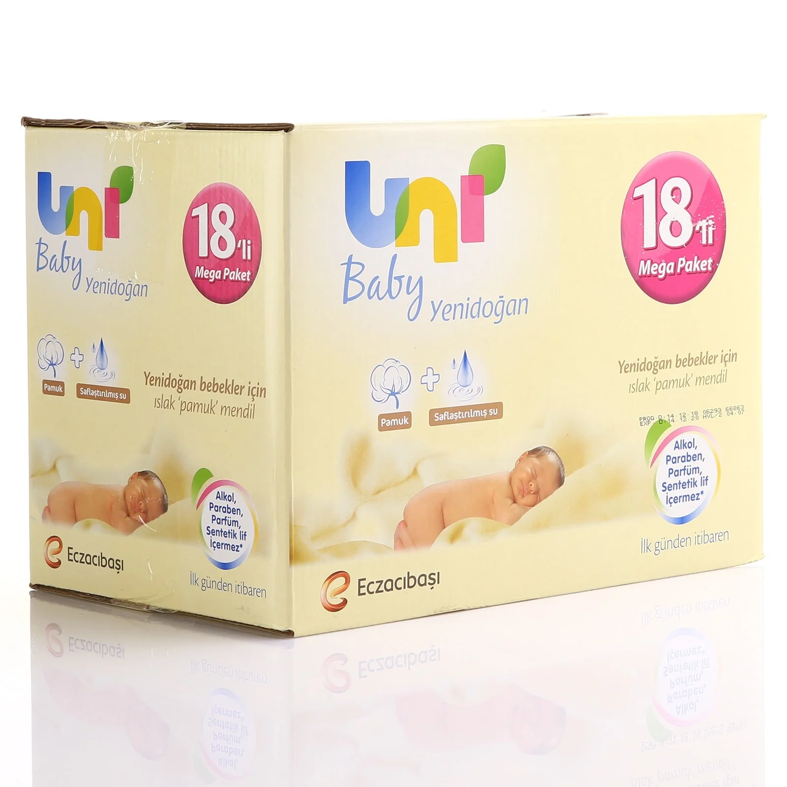 Ebebek Uni Детские влажные хлопковые салфетки ежемесячная Упаковка 18x40 шт |