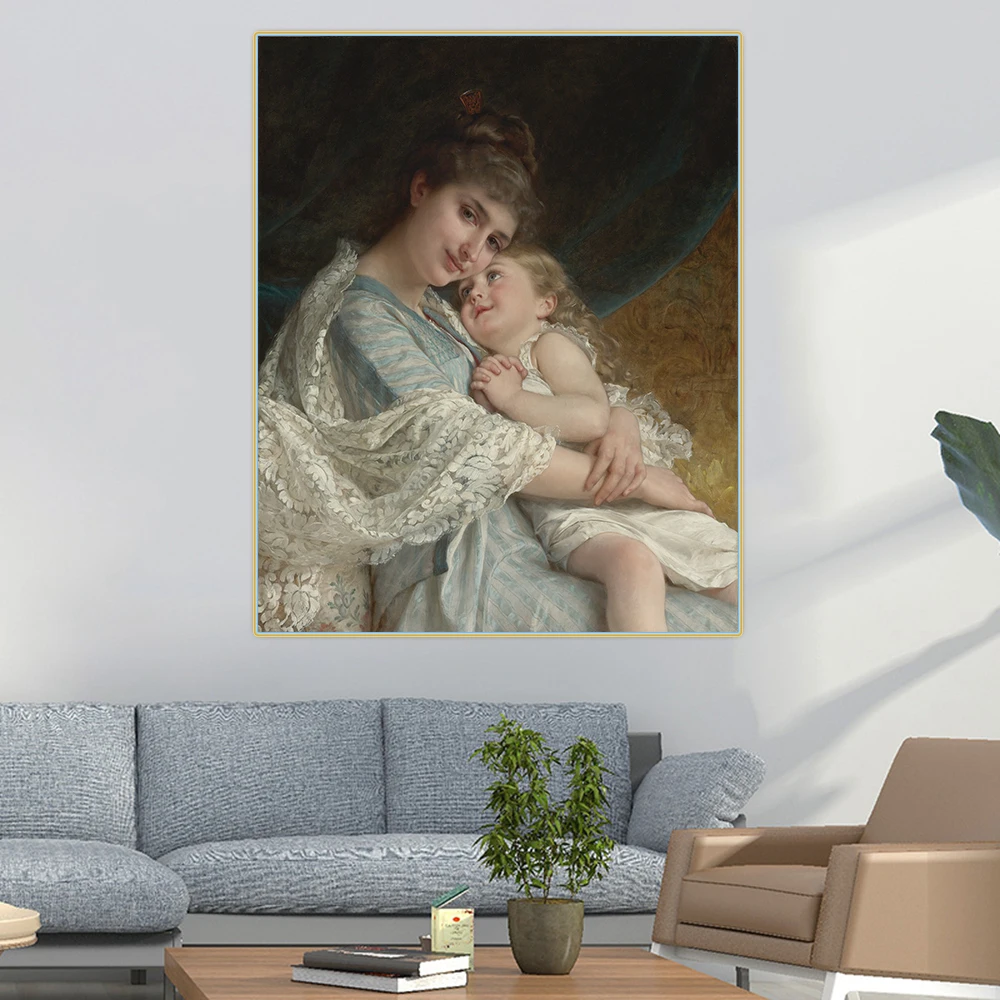 

Holover Canvas Oil Painting Emile Munier"A tender embrace"Academicism Classicism Aesthetic Wall Art Home Room Decoration