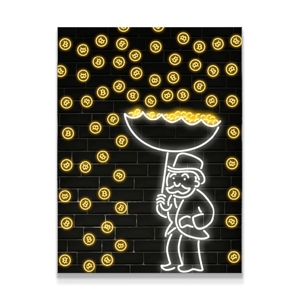

Canvas Painting Posters and Prints Bitcoin Rain Canvas Print Art for Living Room Decor Wall Art printed painting