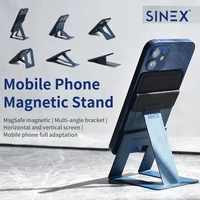 magnetic leather card slot phone mobile phone holder stand invisible and foldable stand for iphone 13 12 pro max bracket holder